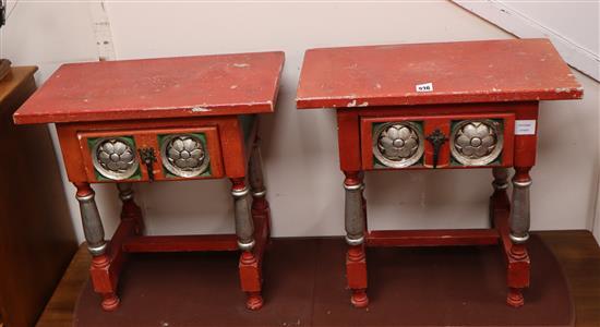 A pair of Spanish polychrome occasional tables W.55cm